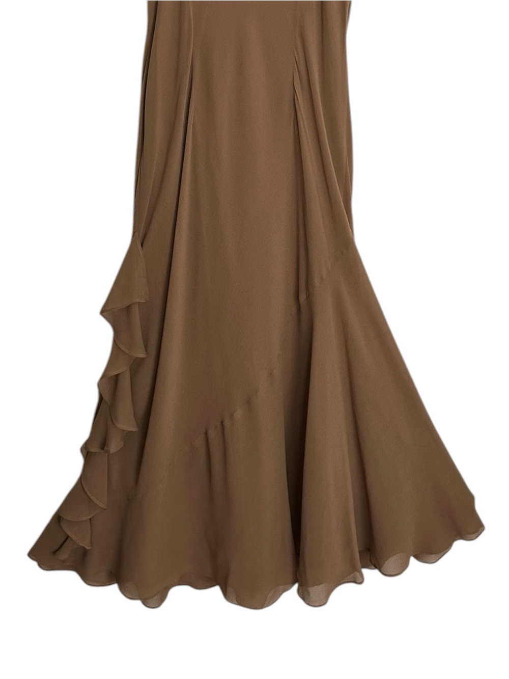 Vintage Y2K Newport News 100% Silk Beaded Ruffle Maxi Dress Size 16 Evening - Picture 8 of 14